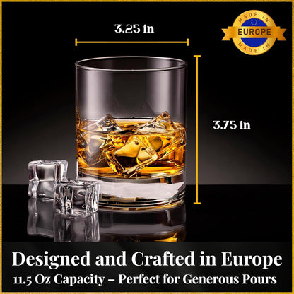 Voted Best High-End Whiskey Decanter 2024 by Food & Wine Magazine |1Hand-Blown Decanter & 4