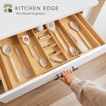 Adjustable Kitchen Drawer Organizer for Utensils and Junk, Food-Safe Contract Grade with 100%