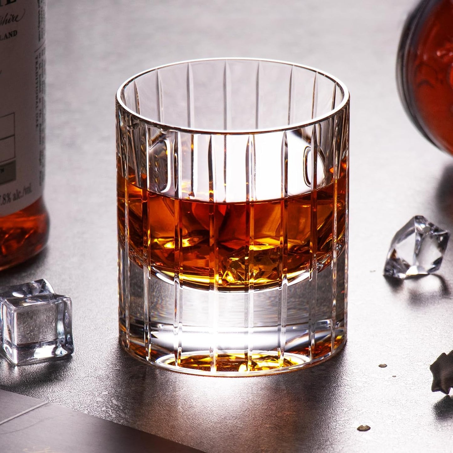 KAMMAK Crystal Whiskey Glasses Set of 2, Handcrafted 6.43oz Old Fashioned Glasses Stemless, Luxury