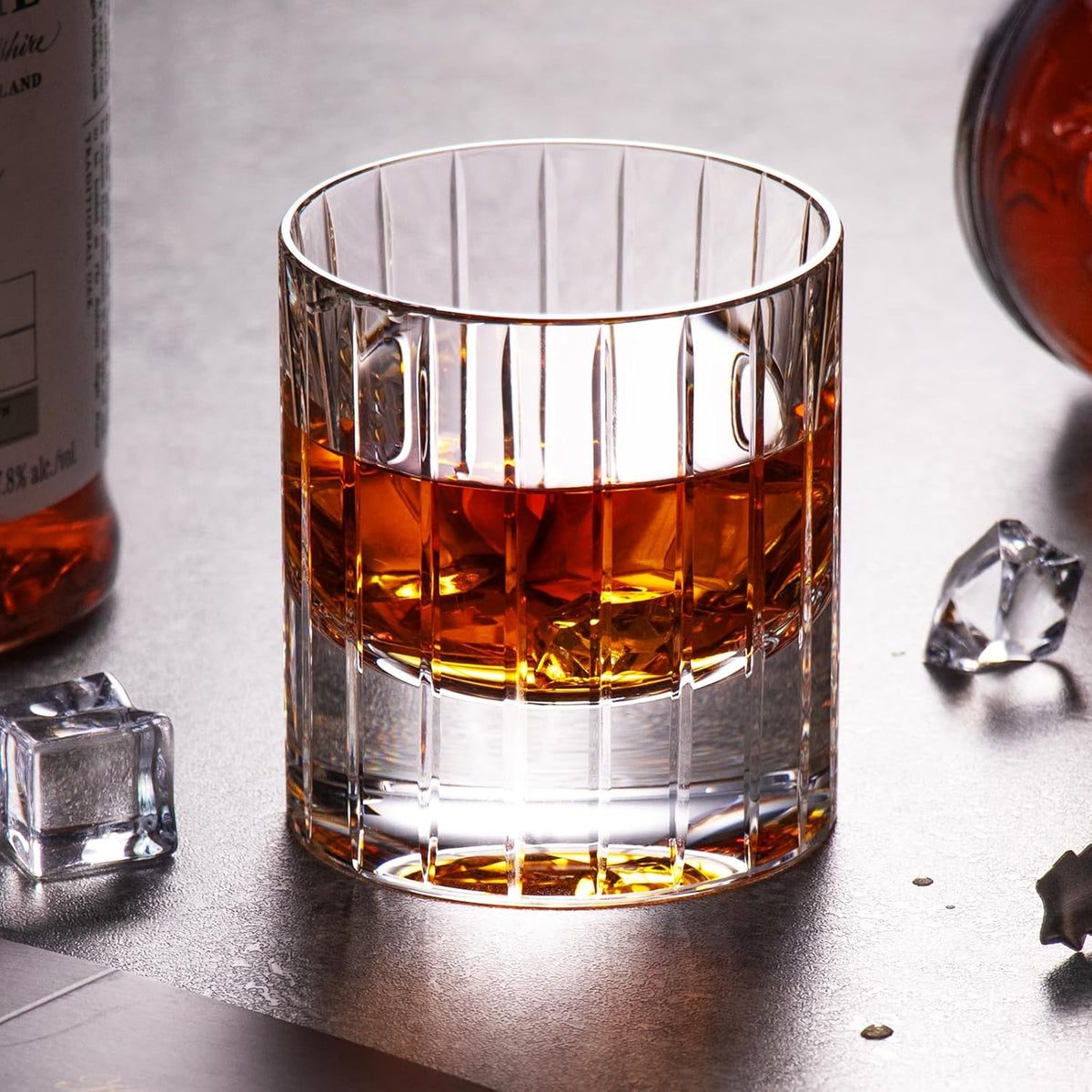 KAMMAK Crystal Whiskey Glasses Set of 2, Handcrafted 6.43oz Old Fashioned Glasses Stemless, Luxury