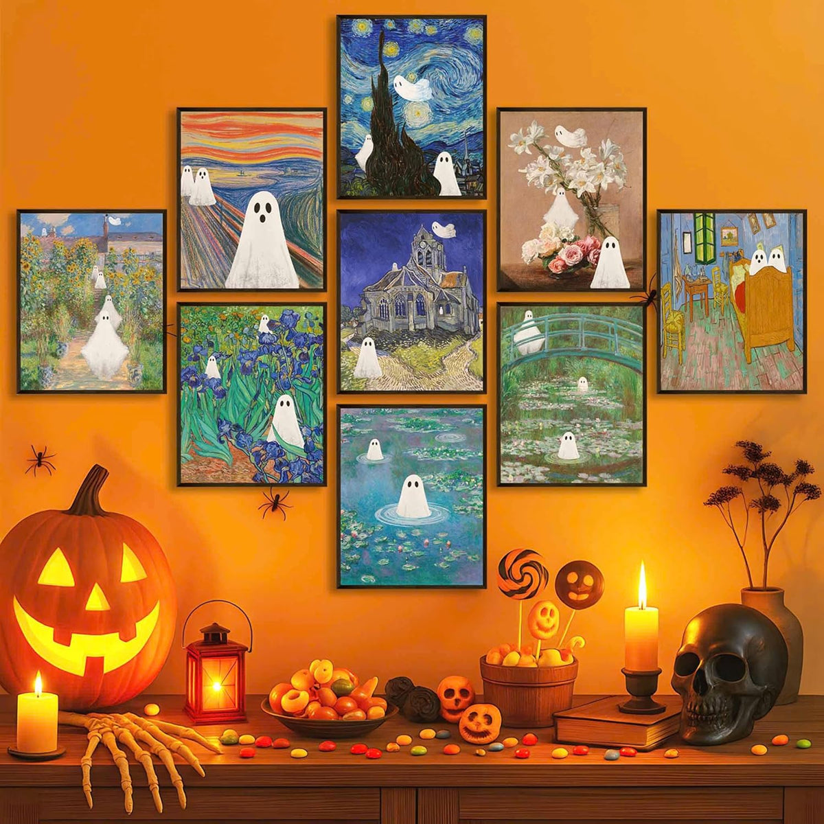 LANCHI95 Vintage Ghost Posters Halloween Wall Art Witch in The Forest Painting Prints Halloween