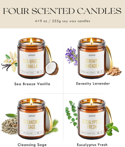 AOOVOO Scented Candles - 4PC Candle Set, 36 oz Soy Candles, Soy Candle for Home Scented