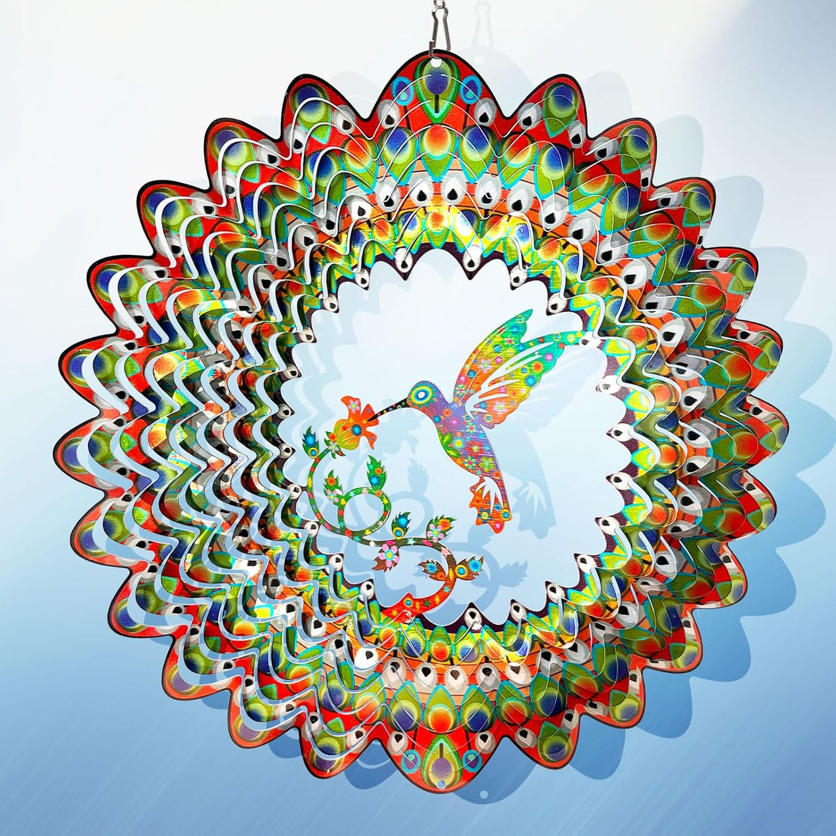Hummingbird Wind Spinner for Yard and Garden,12in 3D Wind Spinner Hummingbird Gift for