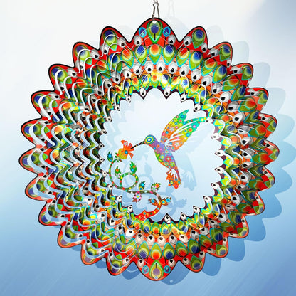 Hummingbird Wind Spinner for Yard and Garden,12in 3D Wind Spinner Hummingbird Gift for