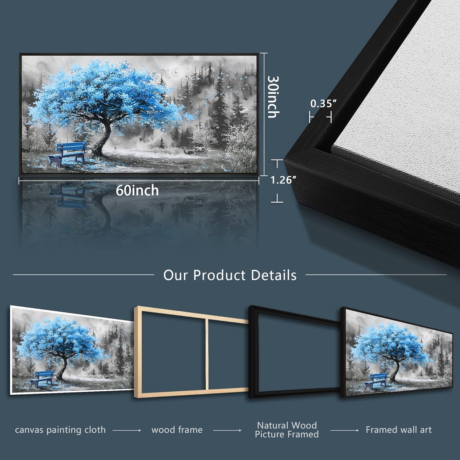 ZUITINGHUA Black Framed Canvas Wall Art For Living Room Large Wall Decor For Office Bedroom