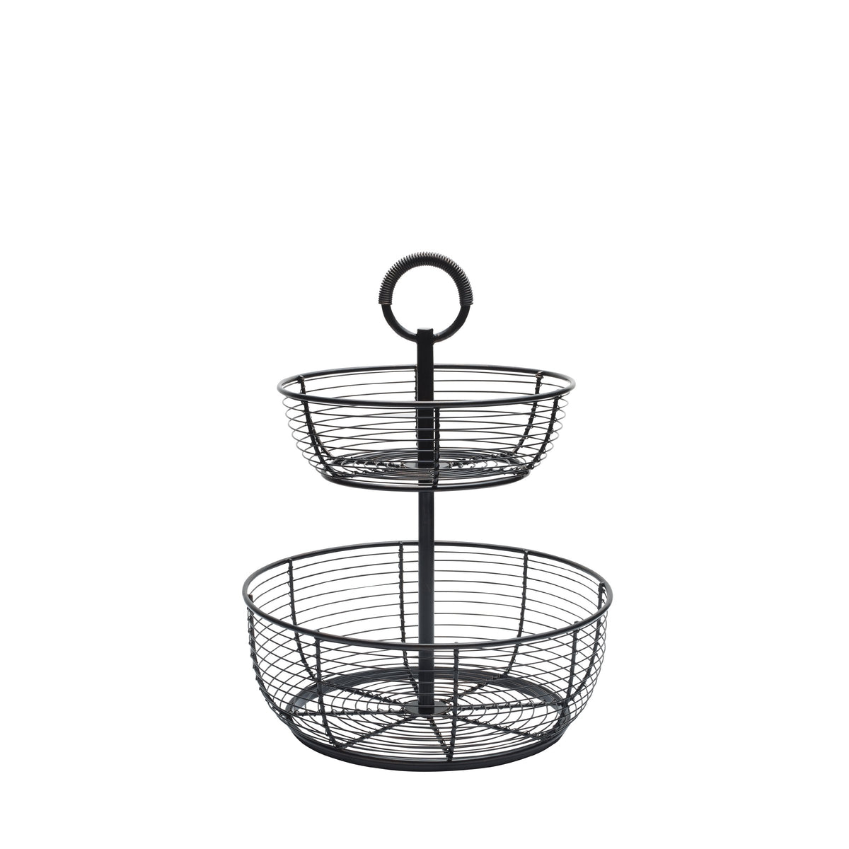 Gourmet Basics by Mikasa Round Wrap 3-Tier Metal Floor Standing Fruit/Home Storage Basket, Easy