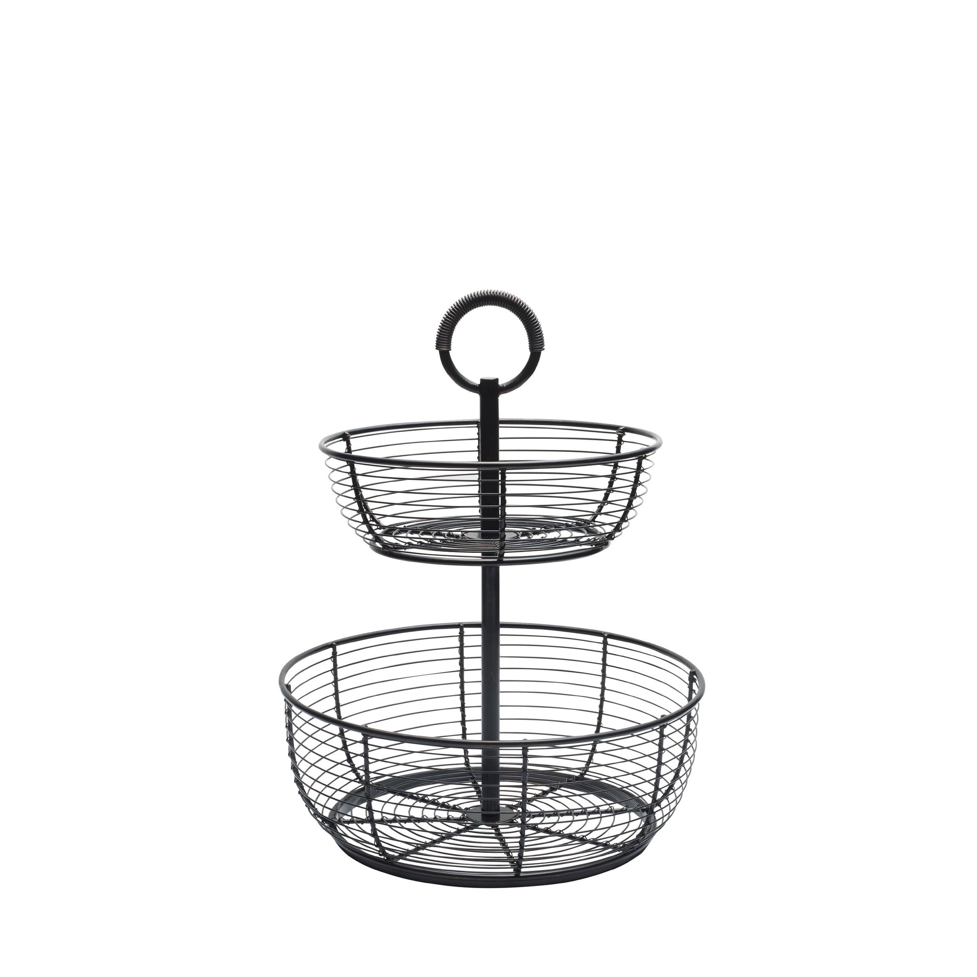 Gourmet Basics by Mikasa Round Wrap 3-Tier Metal Floor Standing Fruit/Home Storage Basket, Easy