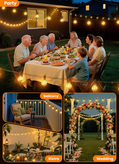 LED Outdoor String Lights, 25FT 12+1 Shatterproof Bulbs Outdoor Patio Lights, IP65 Waterproof