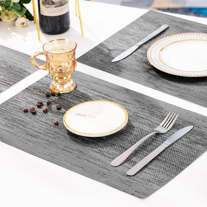 Leetaltree Grey Placemats, Heat Resistant Non-Slip Place mats for Dining Table, Washable Durable