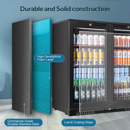 Tylza Back Bar Cooler With 2 Glass Doors, 7.2 Cu.Ft Under Counter Back Bar Refrigerator with LED