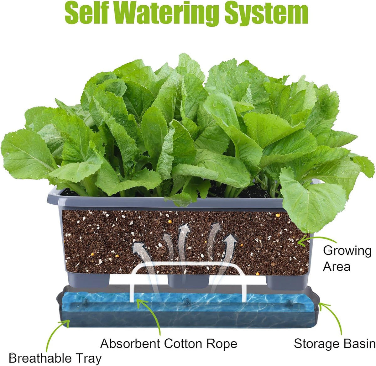 Window Box Planter 8 Pcs, 17 Inches Rectangle Flower Pots with Drainage Holes and Trays, Vegetable
