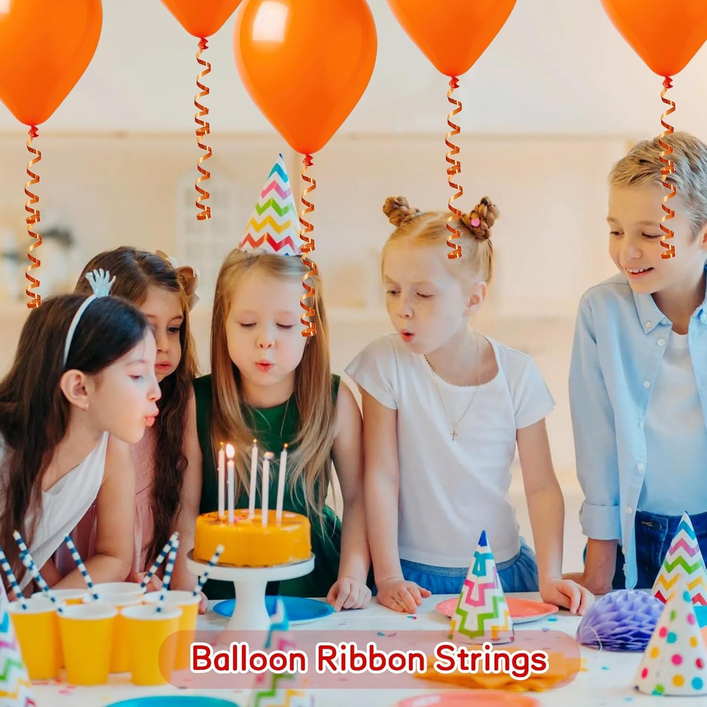 BEISHIDA 500 Yards Orange Ribbon Crimped Curling, Balloon String Shiny Metallic Roll for Gift