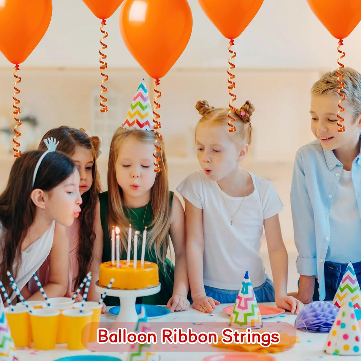 BEISHIDA 500 Yards Orange Ribbon Crimped Curling, Balloon String Shiny Metallic Roll for Gift