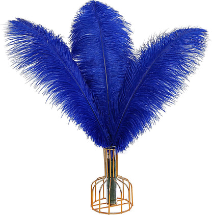 THARAHT Blue Ostrich Feathers 12pcs Large Natural Bulk 14-16Inch 35cm-40cm for Wedding Party