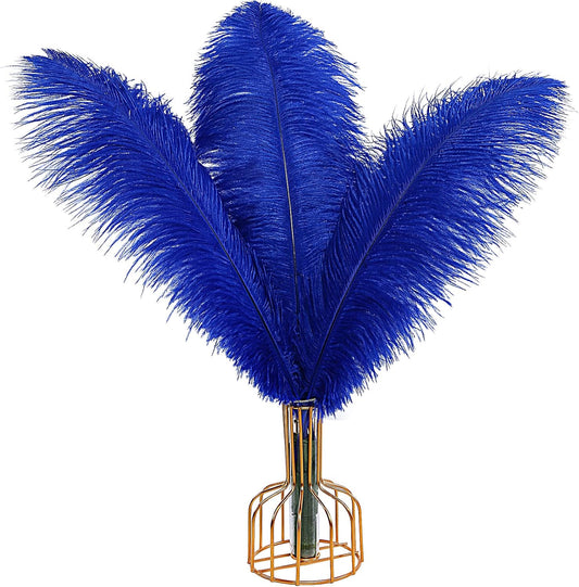 THARAHT Blue Ostrich Feathers 12pcs Large Natural Bulk 12-14Inch 30cm-35cm for Wedding Party