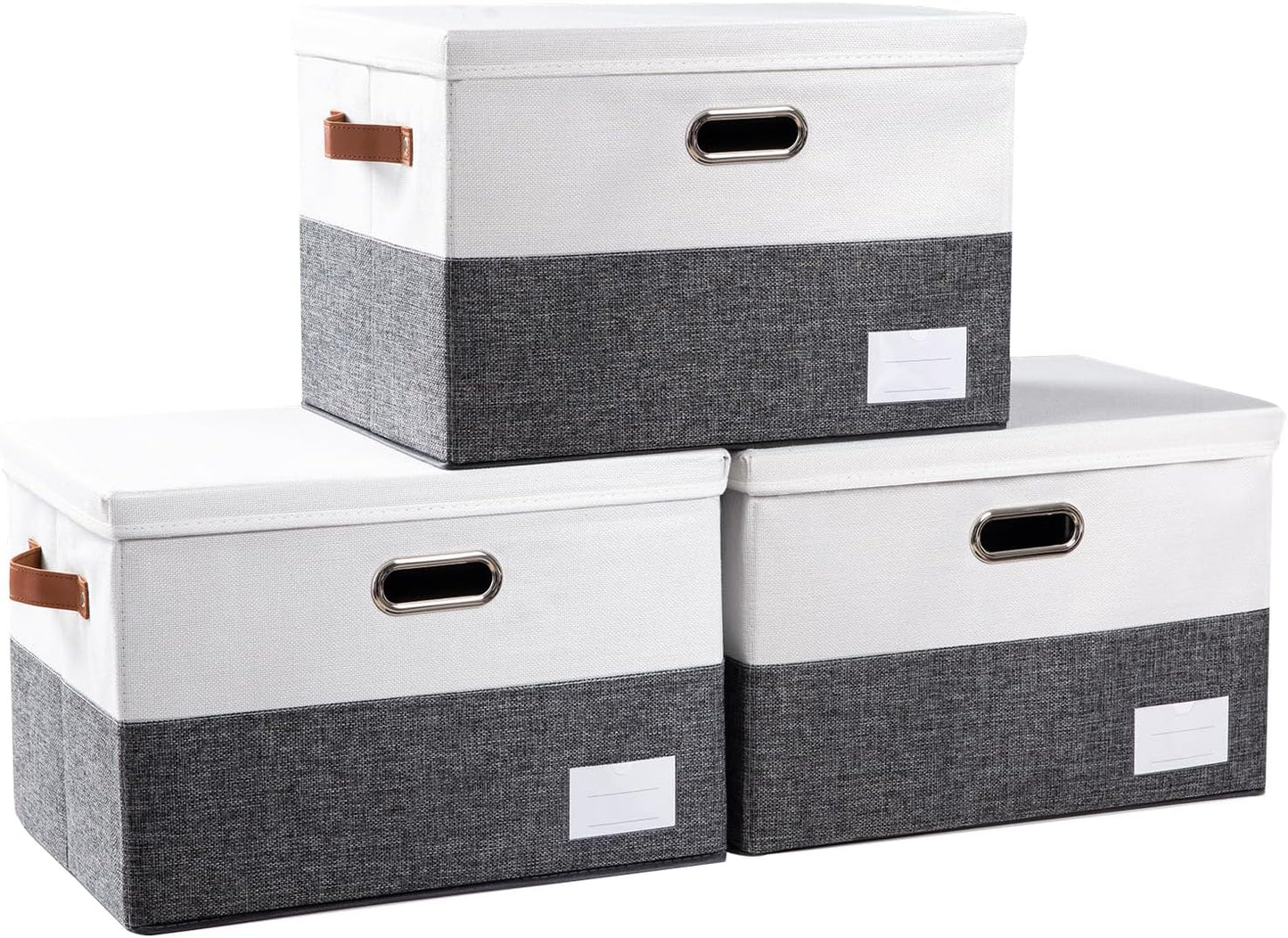 PRANDOM Foldable Storage Bins with Lids [3-Pack] Fabric Collapsible Storage Boxes Baskets Cubes