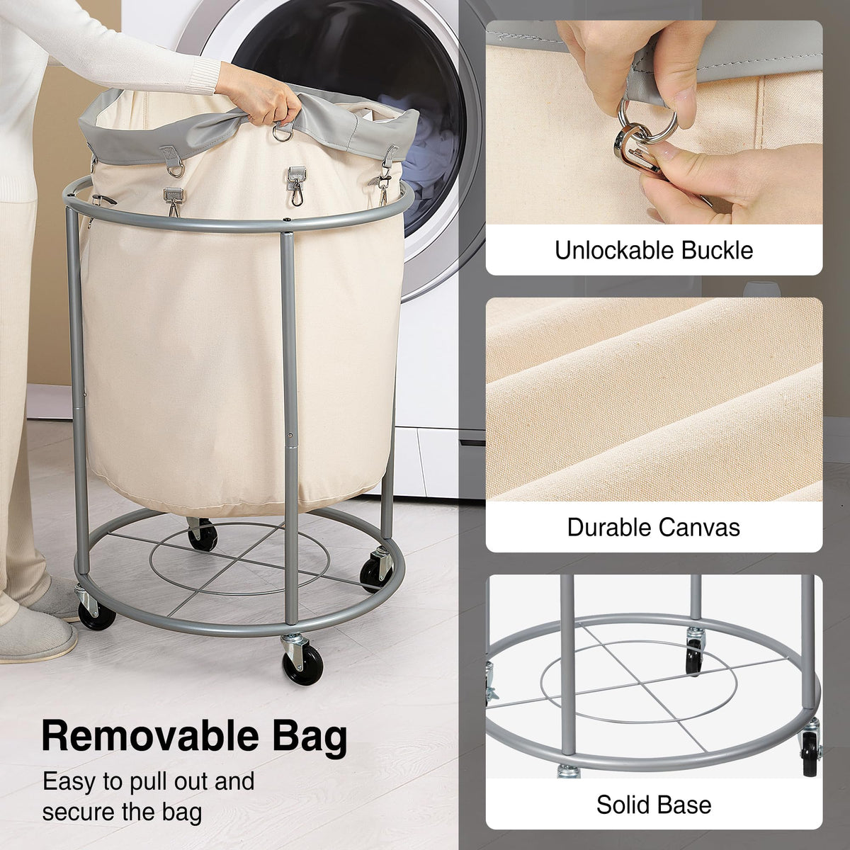 STO STO Rolling Laundry Hamper with Wheels – 185L (48 Gallon) Extra Large Industrial Clothes