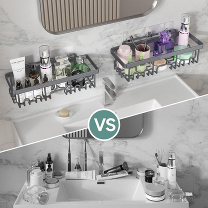 Veken Rustproof & Waterproof Shower Caddy 6-Pack, No Drilling Adhesive Shelves Rack with Soap