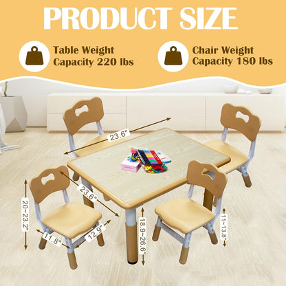 Kids Table and 4 Chairs Set with Graffiti Desktop, Toddler Furniture Set, Non-Slip, Table Children