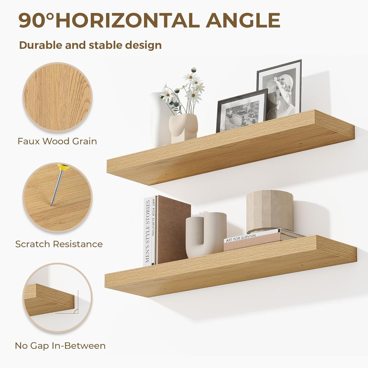 Dreamland 48 Inches Floating Shelves for Wall, 9.3" Deep Long Floating Shelves Set of 1, Large