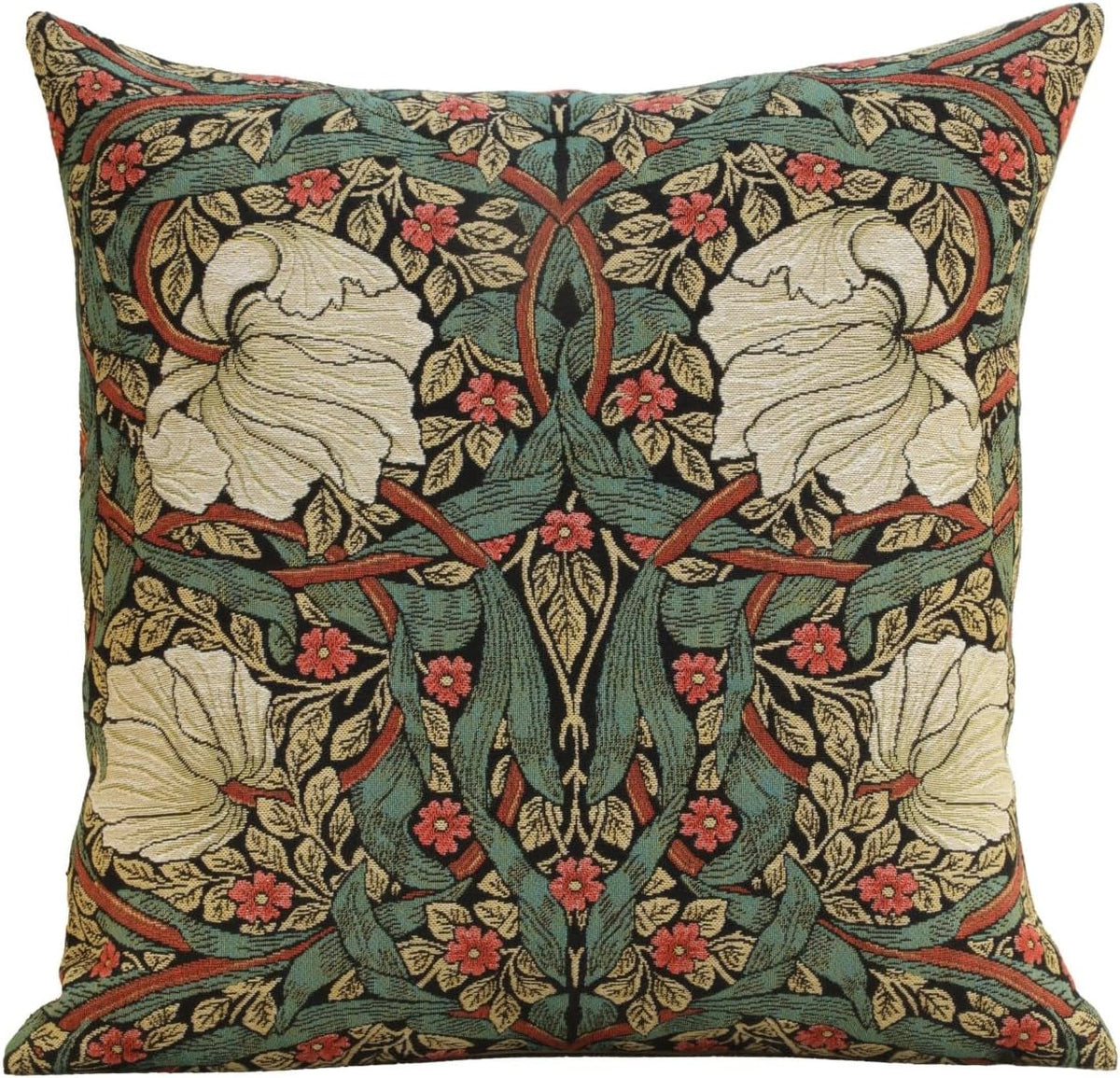 Charlotte Home Furnishings Pimpernel Red Green Floral Throw Pillow Cover 18” x 18” – Double-Sided