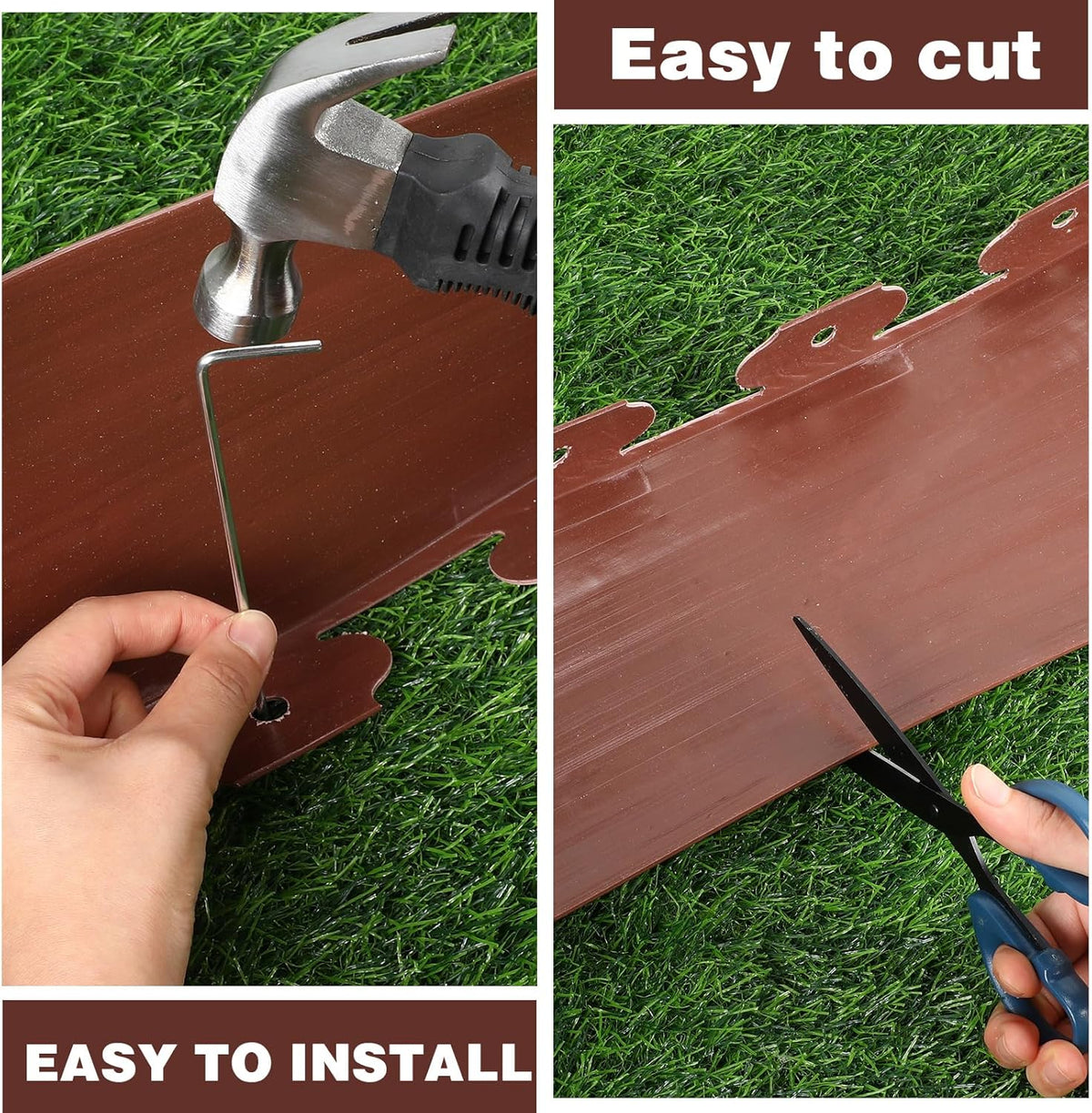 6 Inch Tall 33 ft Length Landscape Plastic Edging Kit with Hammer Spikes Plastic Garden Flower Bed