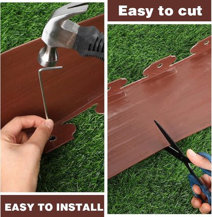 6 Inch Tall 33 ft Length Landscape Plastic Edging Kit with Hammer Spikes Plastic Garden Flower Bed