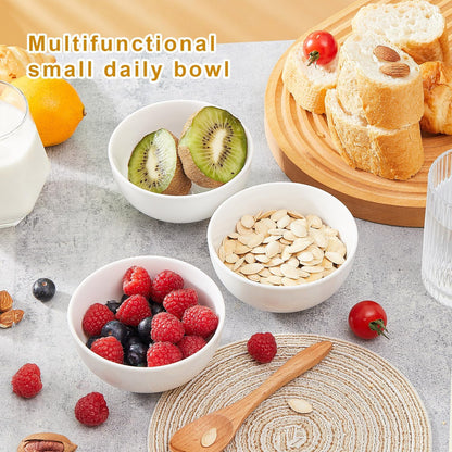 White 4.5in Small Ceramic Bowls 12 OZ, AntoKueh Cereal Bowls Set of 12 for Dessert, Rice, Jello