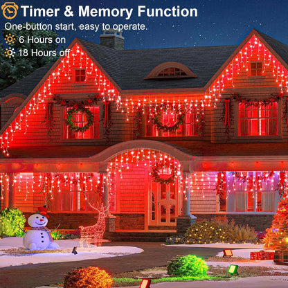 Icicle Lights for Outside, 33ft 400 LED Icicle Christmas Lights Outdoor with 75 Drops 8 Modes