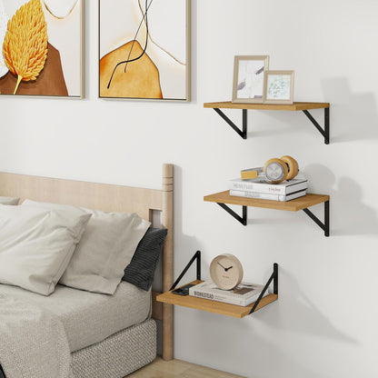 Heimlove Deep Floating Shelves for Wall, 12 Inch Deep Floating Shelves Set of 3, 16W x 12D Wood