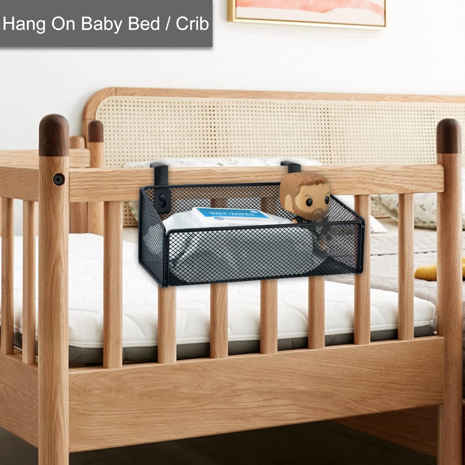 Bedside Caddy Hanging Storage Basket Beside Shelf Metal Organizer for Collage Dorm Bunk