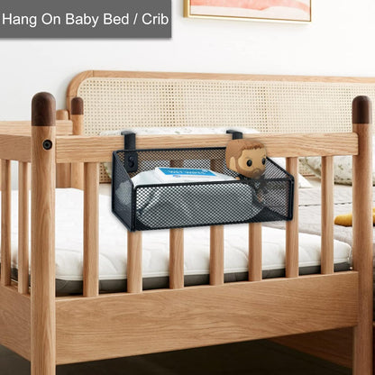 Bedside Caddy Hanging Storage Basket Beside Shelf Metal Organizer for Collage Dorm Bunk