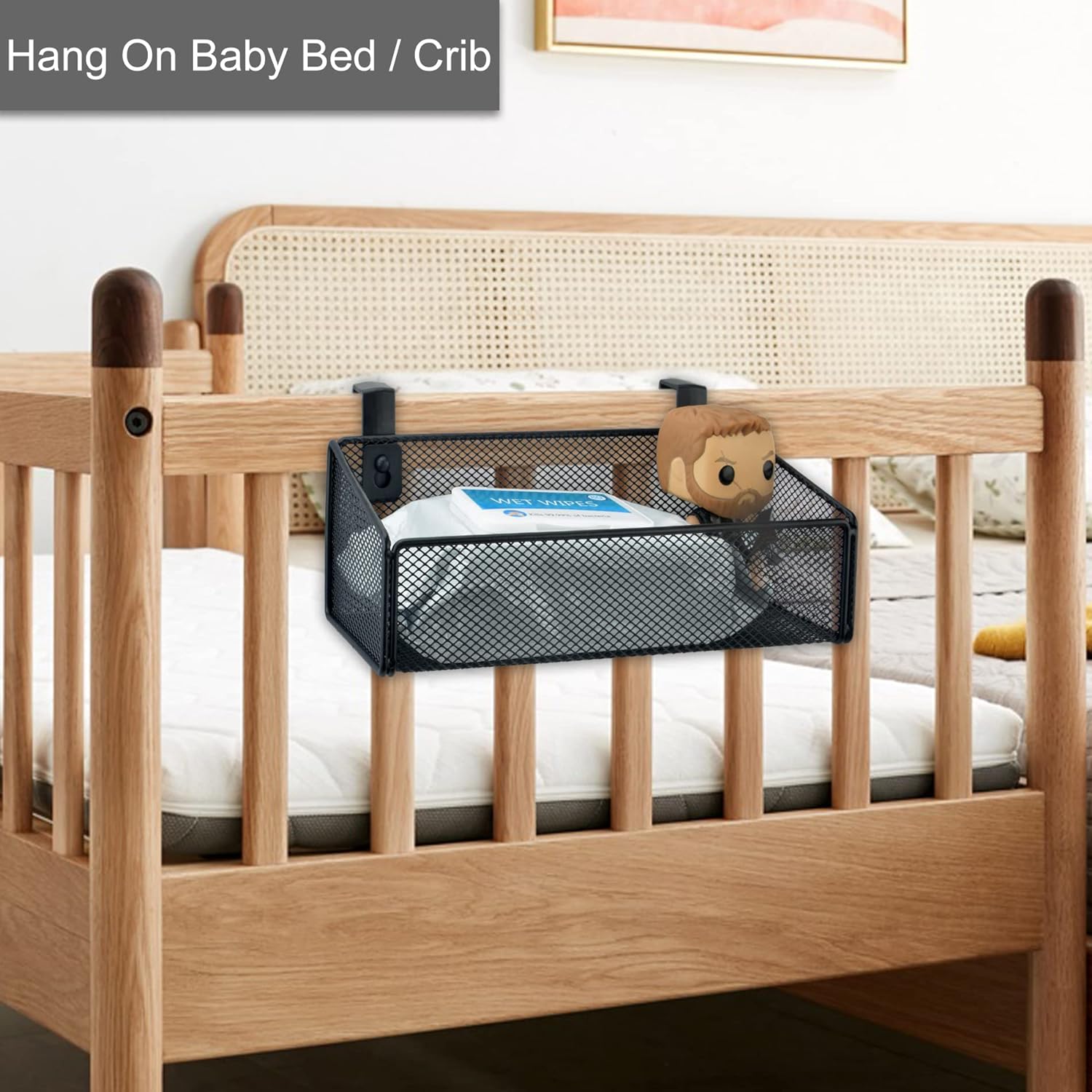 Bedside Caddy Hanging Storage Basket Beside Shelf Metal Organizer for Collage Dorm Bunk