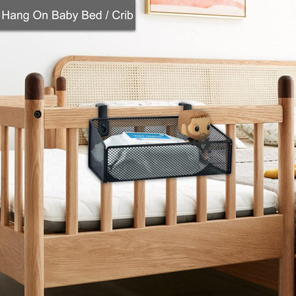 Bedside Caddy Hanging Storage Basket Beside Shelf Metal Organizer for Collage Dorm Bunk