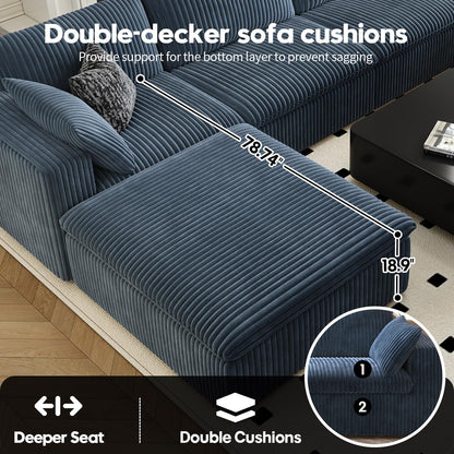 118" Cloud Couch Modular Sectional Sofa for Living Room,Modern Sofa with Deep Seat，U-Shape Boneless