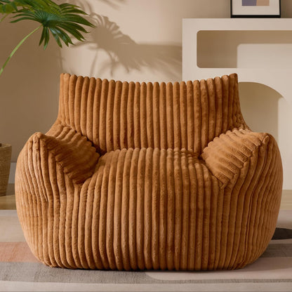 Giant Plush Bean Bag Chair for Adults with Armrests - Oversized Comfy Orange Beanbag Lounge Lazy