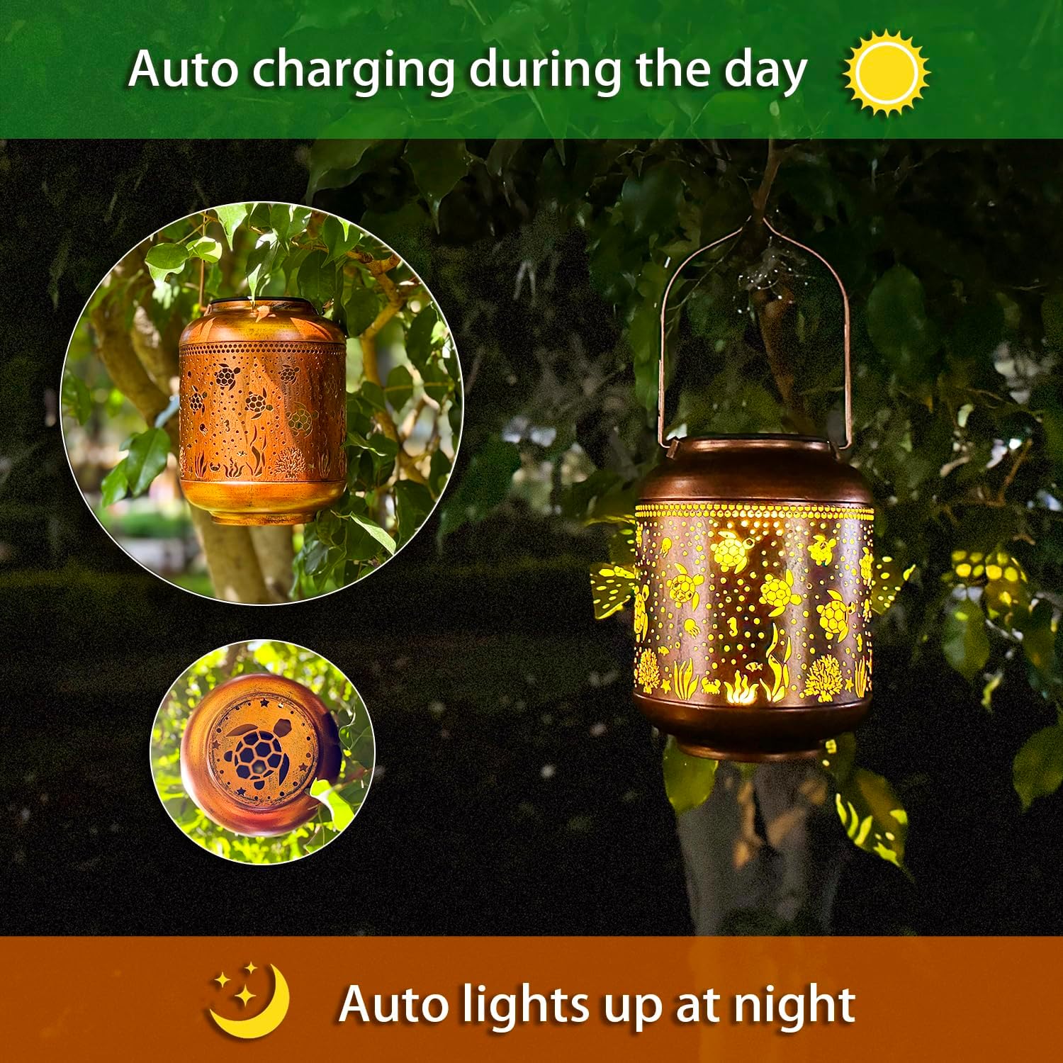 2 Pack Sea Turtle Solar Lanterns Outdoor Waterproof,Hanging Solar Lights Sea Turtle Gifts for Women