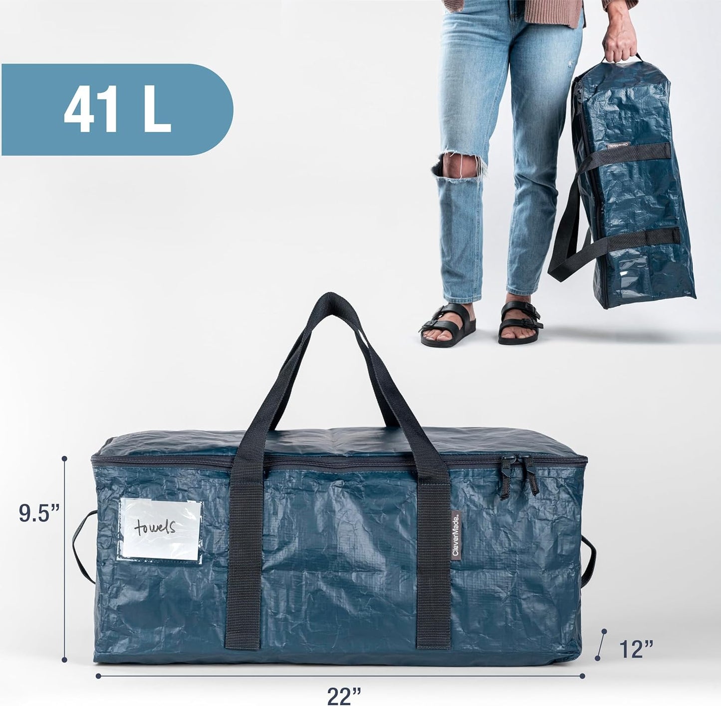 CleverMade Under Bed Storage Bag - Collapsible Storage for Shoes and Clothes Easy Use - Heavy Duty