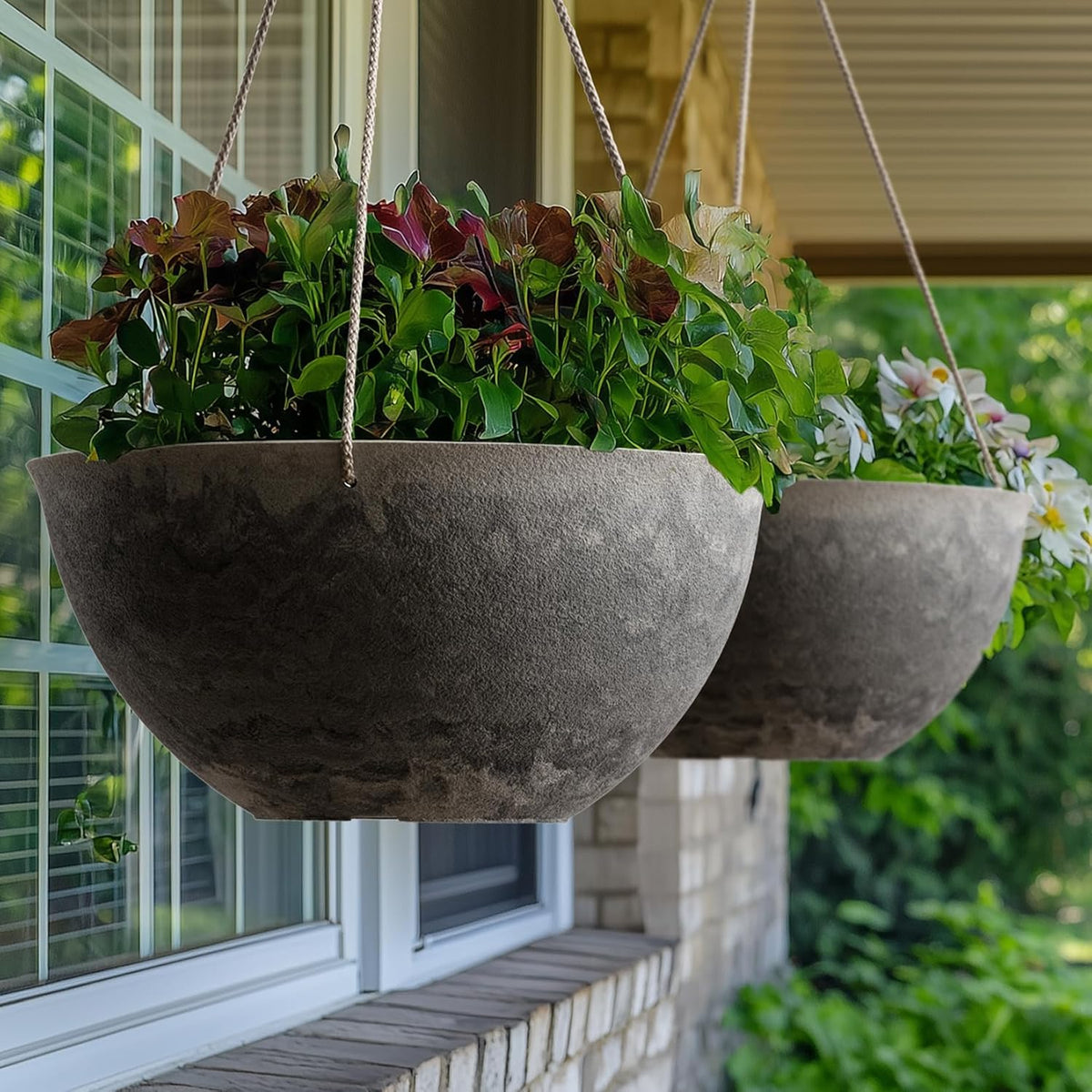 LA JOLIE MUSE Large Hanging Planters for Indoor Outdoor Plants, Hanging Flower Pots Marble Pattern