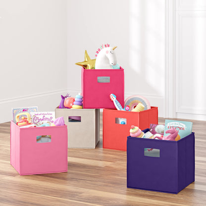 RiverRidge Folding Storage Bins - 2-pack of 10in Tall Pink Cubes