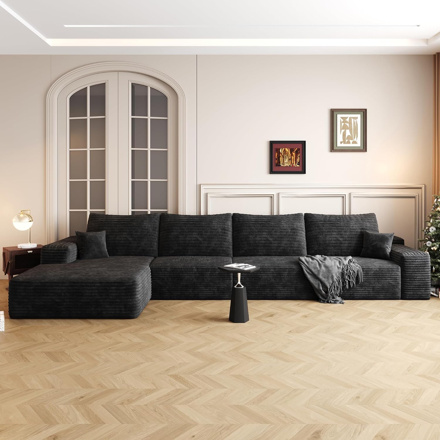 136" Sectional Couches for Living Room Modern Modular Sofa with L-Shape Couchs Upholstered Boneless