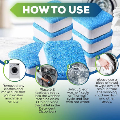 True Fresh Washing Machine Cleaner Tablets, 15 Solid Deep Cleaning Tablet, Finally Clean All