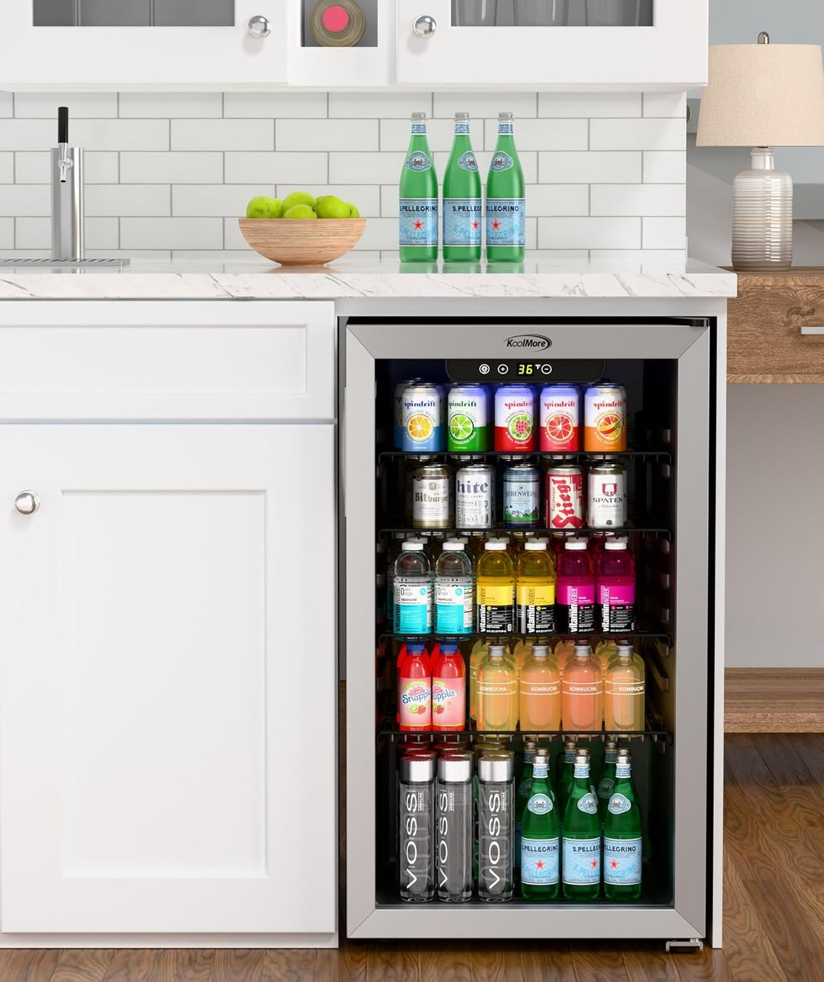 KoolMore 18 in. 3.2 Cu. Ft. Beverage Refrigerator Merchandiser with Stainless Steel Trim and Touch
