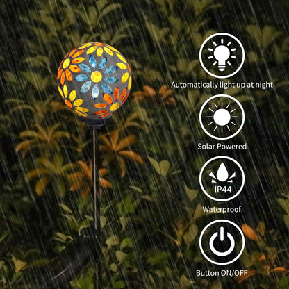 VCUTEKA Solar Garden Lights, Mosaic Solar Lights Outdoor Decor Pathway Light Waterpoof LED Stake