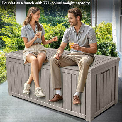 YITAHOME 150 Gallon Large Deck Box w/Divider, XL Waterproof Outdoor Storage for Patio