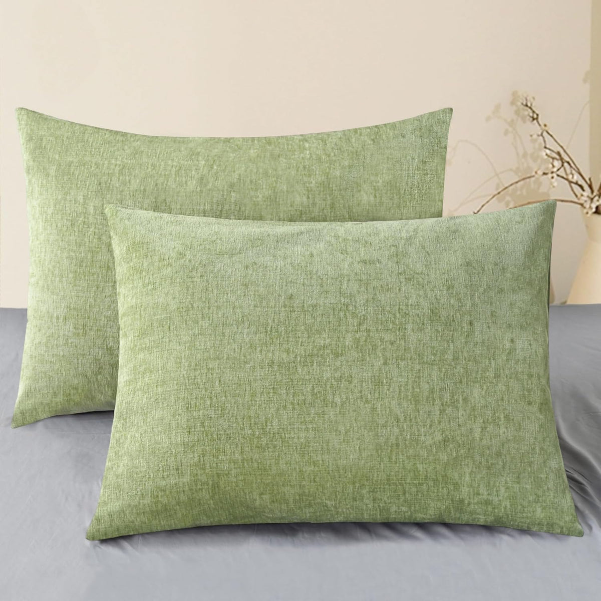 CaliTime Throw Pillow Covers Decorative 20 X 26 Inches Pack of 2 Cozy Chenille Standard Pillow