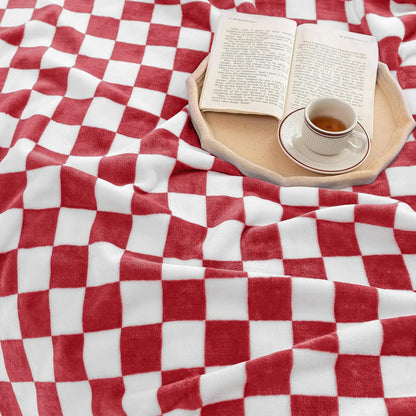 LOMAO Throw Blankets Flannel Blanket with Checkerboard Grid Pattern Soft Throw Blanket for Couch