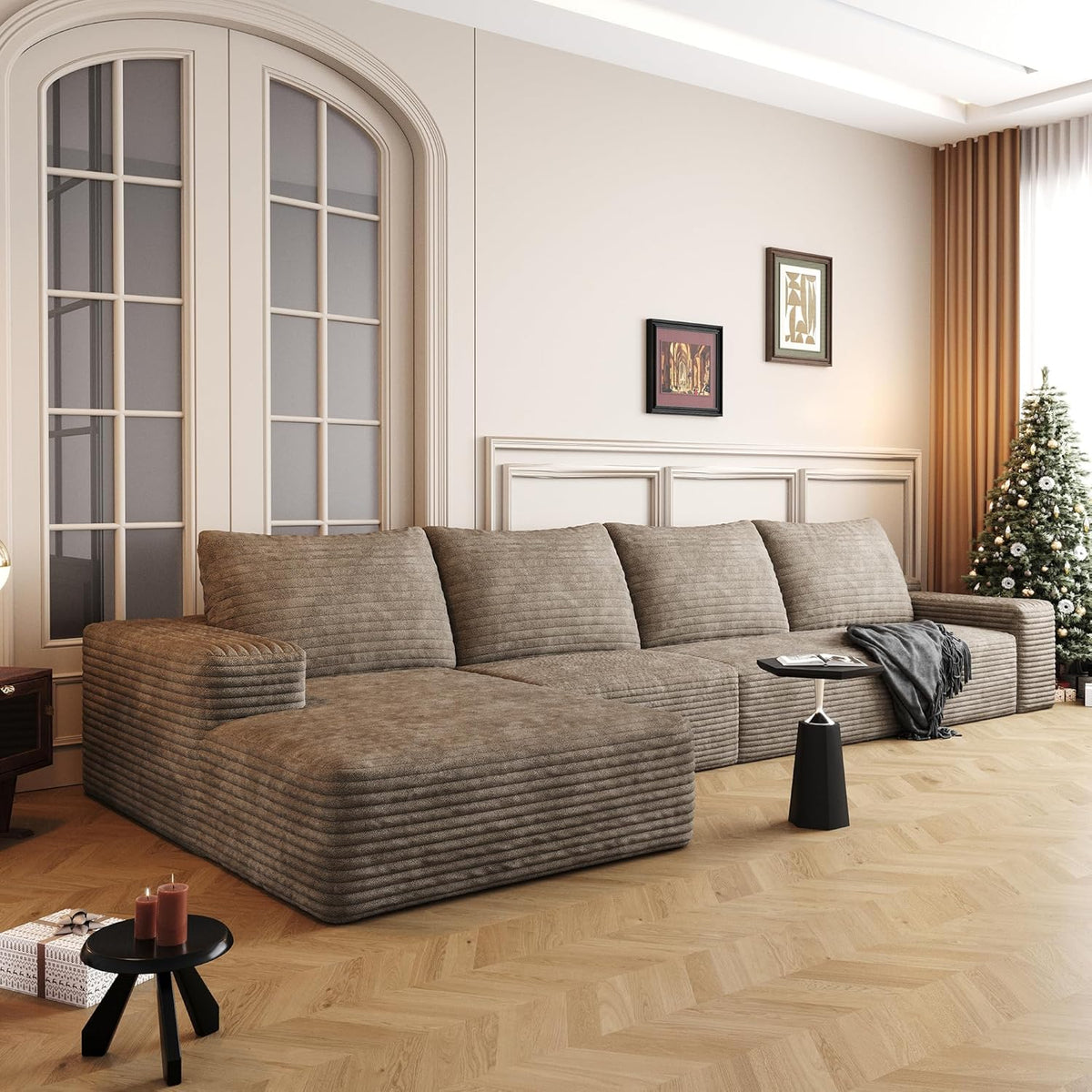 136" Sectional Couches for Living Room Modern Modular Sofa with L-Shape Couchs Upholstered Boneless