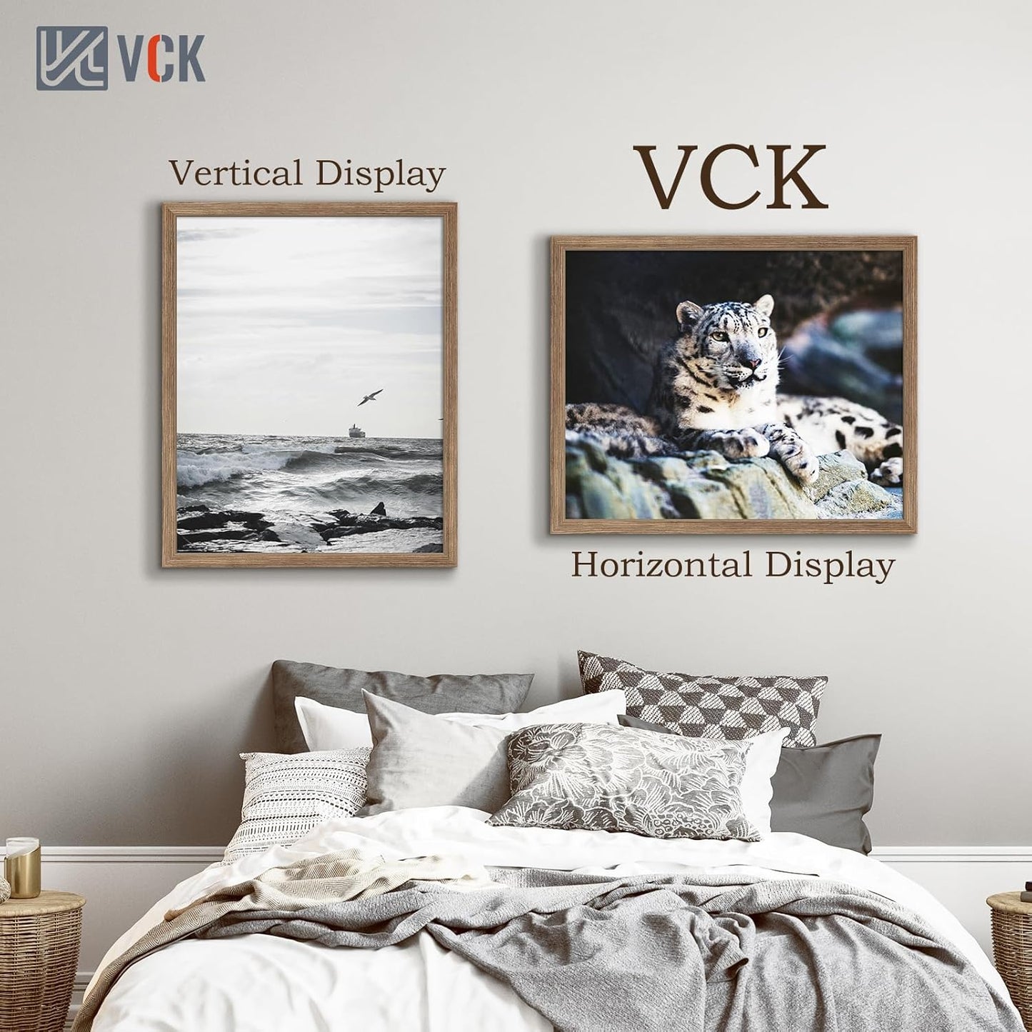 VCK 24x30 Poster Frame 3 Pack, Brown Walnut Wood Picture Frame, Exclusive Wood Grain, Wall Mounting