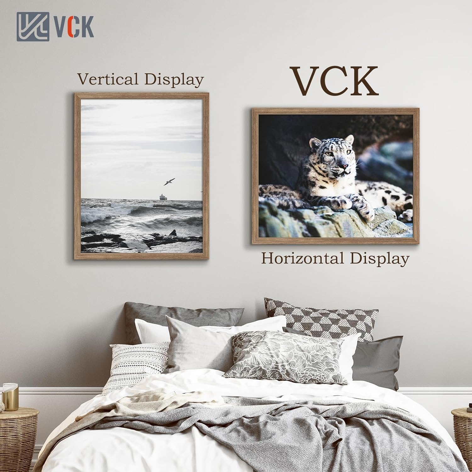 VCK 24x30 Poster Frame 3 Pack, Brown Walnut Wood Picture Frame, Exclusive Wood Grain, Wall Mounting
